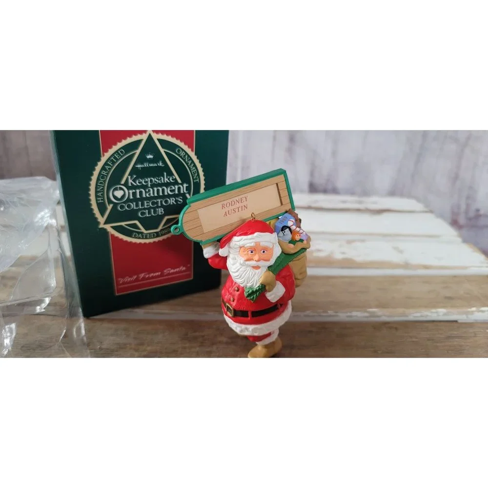 Hallmark visit from Santa 1989 Keepsake‎ handcrafted Ornament Xmas tree decor